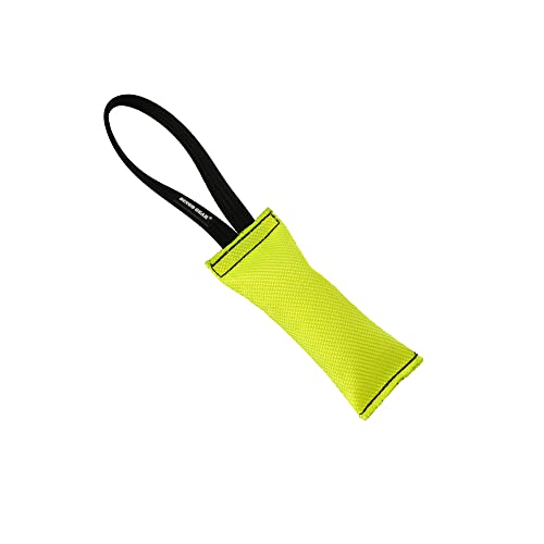 Dingo Gear Beisswurst aus Feuerwehrschlauch mit 1 Schlaufe 6 x 20 cm Gelb Hundetraining, Apportieren, Tauziehen und Zerrspiele Weich handgefertigt, Schwimmfähig Hundespielzeug S00303 von DINGO GEAR WWW.DINGOGEAR.COM 1977