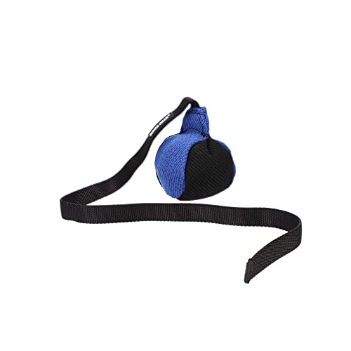 Dingo Gear Trainings-Spielzeug Bäll 9 cm Schwarz-Blau mit Griff 65 cm French-Material Nylcott Training Spiel Apport IGP Obedience S02815 von DINGO GEAR WWW.DINGOGEAR.COM 1977