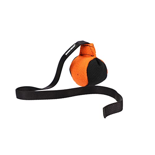 Dingo Gear Trainings-Spielzeug Bäll 9 cm Schwarz-Orange mit Griff 65 cm French-Material Nylcott Training Spiel Apport IGP K9 Obedience S02814 von DINGO GEAR WWW.DINGOGEAR.COM 1977