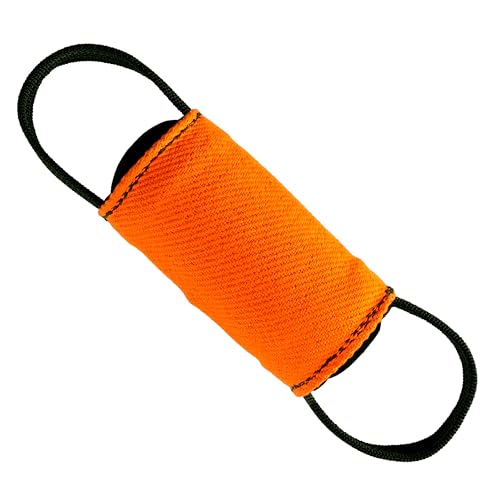 Dingo Gear Trainingsspielzeug Zerrspielzeug Zylinderförmiger Schnuller für K9, IGP, Beißunterricht, Hundesport, Retrieve, Tauziehen, Spielen, 2 Griffe, Orange Nylcot 15 x 8 cm (S02805) von DINGO GEAR WWW.DINGOGEAR.COM 1977