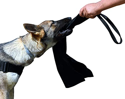 Dingo Gear Beißwurst Leder Beißtuch mit 1 Griff Schwarz Länge 65 cm für Hundetraining Spiel mit Hund Apportieren Belohnung Tauziehen S00487 von DINGO GEAR WWW.DINGOGEAR.COM 1977