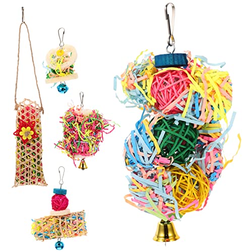 DINHEAROM 1 Satz Papagei Kauspielzeug Vogelspielzeug Papagei Vogel Kauen Kleine Papageienspielzeuge Birdie Kauen Großer Papageienspielzeuge Sprechendes Papageienspielzeug Stroh Colorful von DINHEAROM