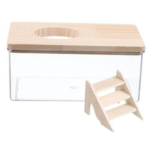 DINHEAROM 1 Set Hamster-sandbadbehälter, Verstellbare Tür, Hamsterbad, Leicht Zu Ersetzender Sand, Ideal Für Kleintierkäfigzubehör von DINHEAROM