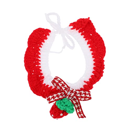 DINHEAROM 1 Stück Gestricktes Katzenhalsband Welpe Glocke Für Katzen Plüsch Hundehalsband Für Welpen Katzenhalstuch Stilvolle Haustiere Katze Süßes Patriotisches Katzenhalsband von DINHEAROM