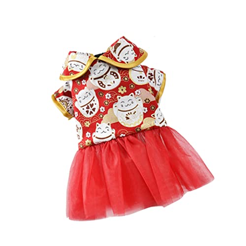DINHEAROM 1stück Chinesischer Stil Haustierkleidung Für Katzen Und Hunde Warmes Festival Kostüm Für Herbst Und Winter Stylischer Und Bequemer Pet Coat von DINHEAROM
