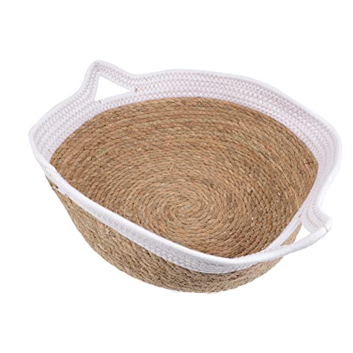 DINHEAROM 1 Stück Strohkatzennest Bett Für Katze Bettmatte Katzenbett Drinnen Haustier Sicher Zwinger Mittel Kätzchen Nest Ruhenest Der Katze Kühlnest Für Den Sommer Der Katze Weiß von DINHEAROM