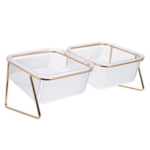 DINHEAROM 1Satz Transparent Elevated Cat Food Bowl with Slanted Neck Support Durable Pet Feeder for Cats and Kittens Stylish Design for Easy Feeding and Watering von DINHEAROM