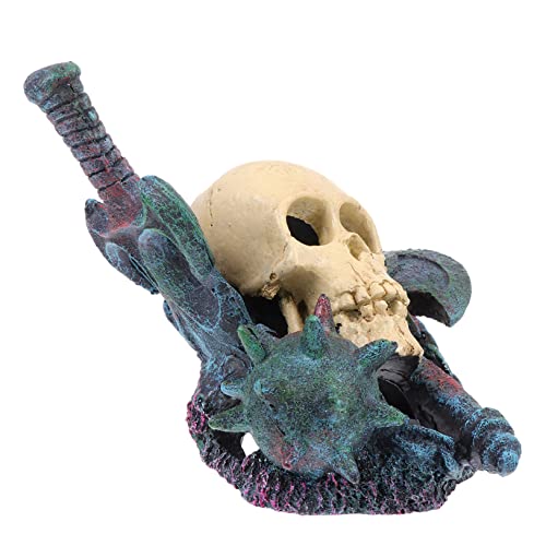 DINHEAROM 1Stück Aquarium Schädel Statue Resin Dekoration Für Fischbecken Unterwasserlandschaft Pflegeleichtes Ornament Für Aquarienliebhaber von DINHEAROM