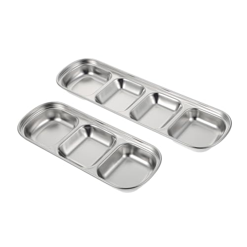 DINHEAROM 2 Stück Haustier -fütterungsschale Tablett Tierfutter Kaninchen Schüsseln Geteilt Futterautomat Für Haustiere Fächer Hund Platte Futternapf Für Hamster Silver Rostfreier Stahl von DINHEAROM