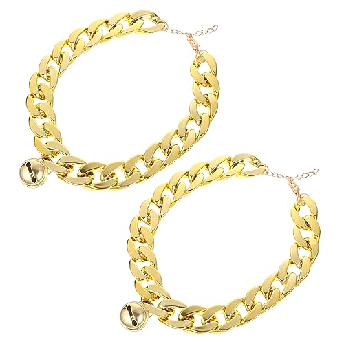 DINHEAROM 2Stücke Hundehalsband aus Goldener Kette mit Glocke Dekoratives Nackendekor für Kleine und Katzen für Partys und Besondere Anlässe von DINHEAROM