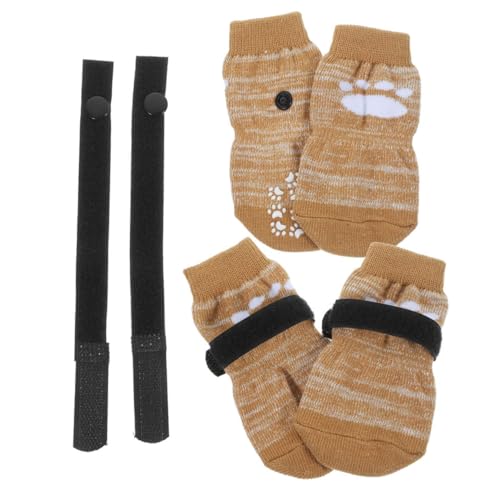 DINHEAROM 4 Stück Atmungsaktive Waschbare Hundesocken mit Anti rutsch Sohle Pfotenschonend und Warmhaltend als Tragbare Pfotenschützer für Kleine und Mittelgroße Hunde im Innenbereich von DINHEAROM