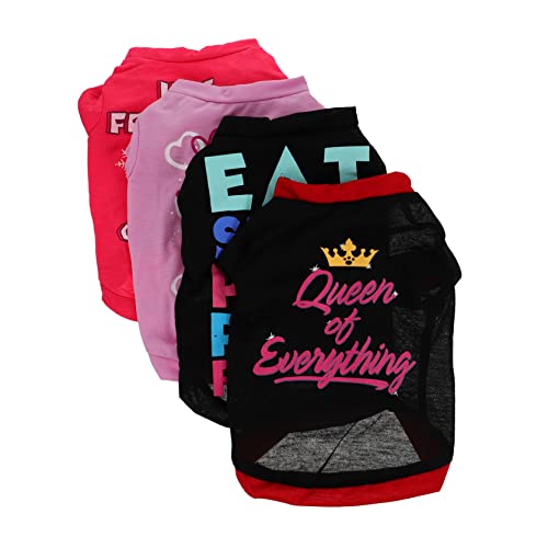 DINHEAROM 4 Stück Teiliges Hundeshirt Atmungsaktiv Leicht Klein Welpe T Shirt Haustier Sommerbekleidung Süße Pullover für Kleine Hunde von DINHEAROM