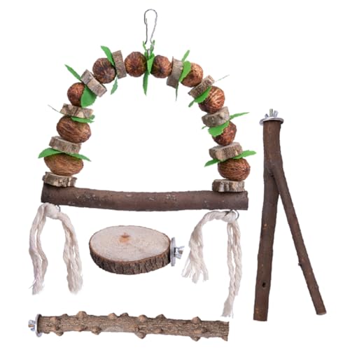 DINHEAROM 4Stücke Teiliges Holzspielzeug Für Papageien Verschleißfestes Sittichspielzeug Für Kreatives Und Training Vogelvoliere Für Nymphensittiche Und Kleine Haustiere von DINHEAROM