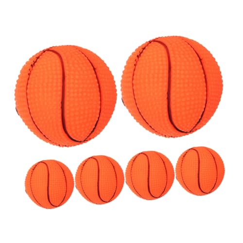 DINHEAROM 6 Stück Interaktives Quietschende Basketball Kauspielzeuge aus Vinyl für Kleine Chew Resistent Fördert Aktives und Training von DINHEAROM