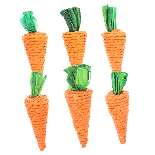 DINHEAROM 6stücke Woven Carrot Spielzeug Für Hamster Und Kleintiere Zum Zähneknirschen Und Spielen Aus Natürlichem Pflanzenmaterial Große Karotten Für Gesunde Zahnpflege von DINHEAROM