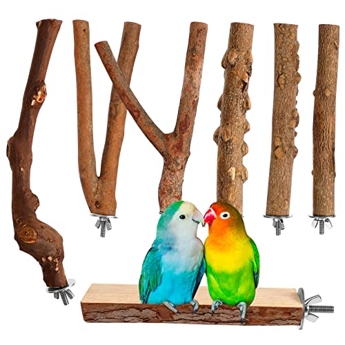 DINHEAROM 7Stücke Teiliges Vogelkäfigzubehör aus Natürlichem Holz Sitzstangen für Papageien Wellensittiche und Andere Rutsch Design zu Installieren DINHEAROM 7Stücke Teiliges Vogelkäfigzubehör aus Natürlichem Holz Sitzstangen für Papageien Wellensittiche und Andere Rutsch Design zu Installieren von DINHEAROM