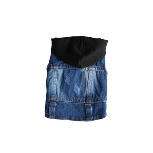 DINHEAROM Denim Hundeweste mit Strickmütze Leichte Jeansjacke für Kleine Hunde Jahreszeiten Bekleidung Atmungsaktiv und Schützend S Schwarz von DINHEAROM