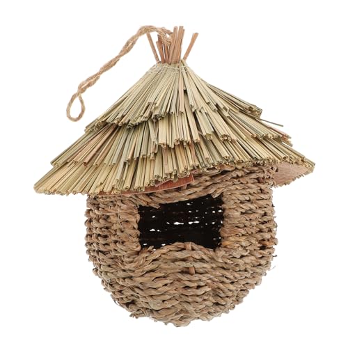 DINHEAROM Hängendes Vogelhaus aus Handgewebtem Gras Kreatives Vogelnest für Outdoor Parrots und Langlebig und für Garten und Naturbeobachtungen von DINHEAROM