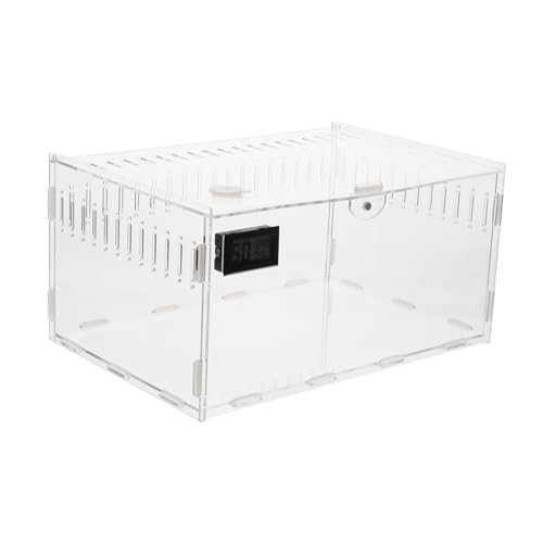 DINHEAROM Transparente Reptilienbox Aus Acryl Multifunktionale Terrarienkiste Für Schlangen Spinnen Eidechsen Und Andere Reptilien Mit Temperatur Und Feuchtigkeitsmesser von DINHEAROM