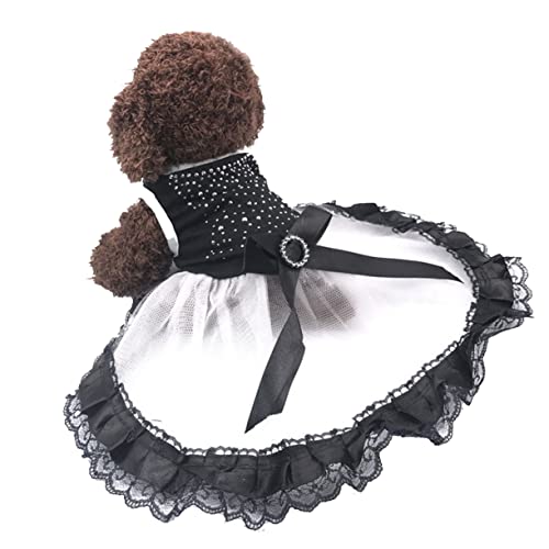 DINHEAROM Hochzeitskostüm für Haustiere Hunde Hund Haustierbedarf Welpe Haustier Kostüme Outfit Dackel Dog Costume Dog Clothes Dog Accessories Haustierkleidung Hund Kleid Tuch Black von DINHEAROM