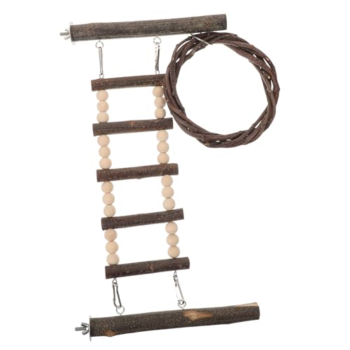DINHEAROM Holz Vogel Kletterleiter für Papageien Interaktive Spielleiter für Kleine und Mittelgroße Vögel Einfache Installation Perfekter Spielplatz Klettern von DINHEAROM