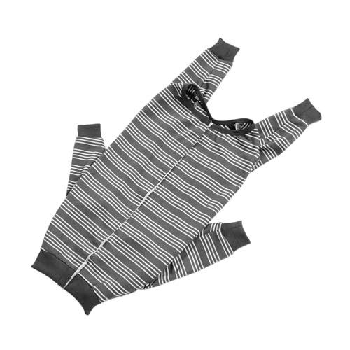 DINHEAROM Hundekastrationsanzug Gestreiftes Hundeshirt Kastrationsanzug Für Hunde Hundehaar-Anzug Hundekatzen-Shirts Hundekleidung Schlafanzug Für Große Hunde Hunde-Body-Anzug Polyester Grey von DINHEAROM