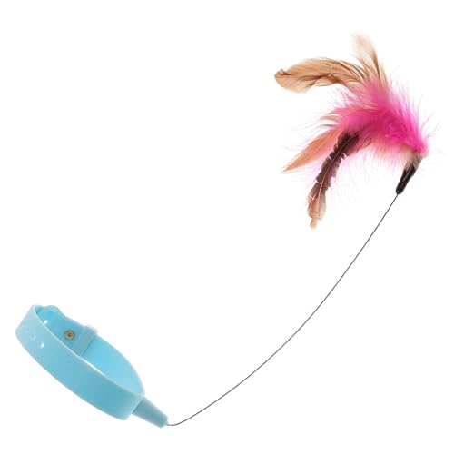 DINHEAROM Katzenkragenspielzeug interaktives für Katzen katzenpflege katzrnzubehör Kätzchen Haustier-Fänger- Teaserspielzeug Katzen-Teaser künstliche Feder Blue von DINHEAROM