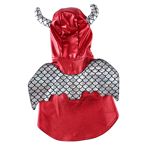 DINHEAROM Kleidung Für Haustiere Hundeoverall Hundepflegeset Welpenoutfits Welpenspielzeug Poncho Mit Kapuze Hundedecke Welpen-Hoodie Hunde-Vampir-umhang Kleidung Für Hunde Polyester Rot von DINHEAROM