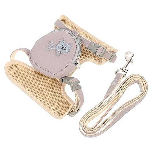 DINHEAROM hunderucksack Leine Katzenkäfig Geschirr und Leine Hundehütte Katzenfutter cat Leash cat Harnesses laufweste Atmungsaktives Katzengeschirr Katze verstellbares Geschirr Nylon Grey von DINHEAROM