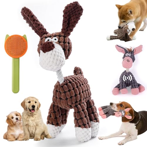 DINNIWIKL Briteza - Briteza Dog Toys, 2024 Premium Immortal Squeaker Plush Toy for Aggressive Chewers, Guaranteed Indestructible Dog Squeaky Toys for Small, Medium &Large Dogs, Teeth Cleaning (Brown) von DINNIWIKL