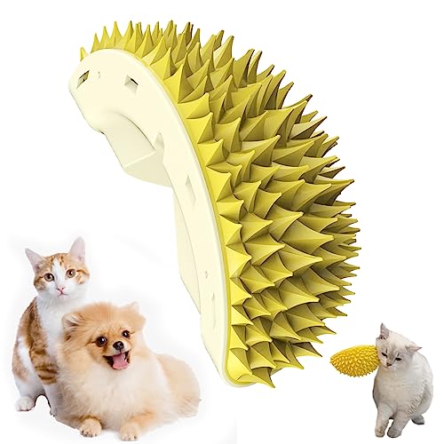 DINNIWIKL Durian Multifunctional Toys, Cat Scratcher Durian Comb, Durian Cat Scratcher, Cat Hair Scratcher,Cat Massager,Cat Scratching Wall, Corner Decoration Pet Toy (1Pcs-Yellow) von DINNIWIKL