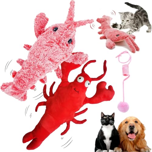 DINNIWIKL Wiggly Lobster Dog Toy, Floppy Lobster Interactive Dog Toy, Furry Fellow Interactive Dog Toy Lobster, Floppy Lobster Dog Toy, USB Rechargeable Low-Noise Jumping Toy Lobster (2PCS-C) von DINNIWIKL