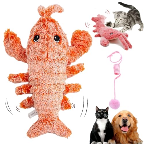 DINNIWIKL Wiggly Lobster Dog Toy, Floppy Lobster Interactive Dog Toy, Furry Fellow Interactive Dog Toy Lobster, Floppy Lobster Dog Toy, USB Rechargeable Low-Noise Jumping Toy Lobster (Orange) von DINNIWIKL