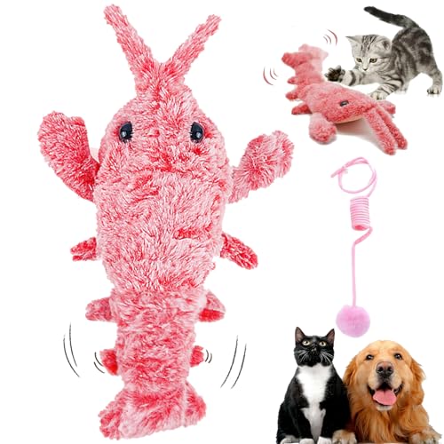 DINNIWIKL Wiggly Lobster Dog Toy, Floppy Lobster Interactive Dog Toy, Furry Fellow Interactive Dog Toy Lobster, Floppy Lobster Dog Toy, USB Rechargeable Low-Noise Jumping Toy Lobster (Pink) von DINNIWIKL