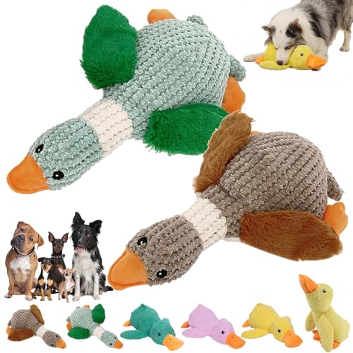 DINNIWIKL Zentric Quack-Quack Duck Dog Toy, Zentric Dog Toy, Indestructible Quack-Quack Duck Dog Toy, Classic Plush Cute Duck Squeaky Dog Toys, Yellow Duck Dog Toy with Soft Squeaker (2PCS-D) von DINNIWIKL