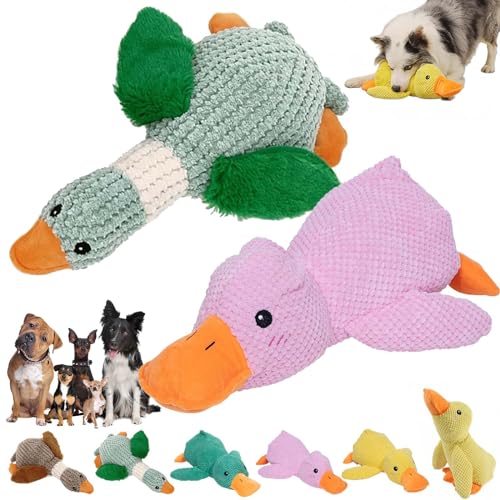 DINNIWIKL Zentric Quack-Quack Duck Dog Toy, Zentric Dog Toy, Indestructible Quack-Quack Duck Dog Toy, Classic Plush Cute Duck Squeaky Dog Toys, Yellow Duck Dog Toy with Soft Squeaker (2PCS-E) von DINNIWIKL
