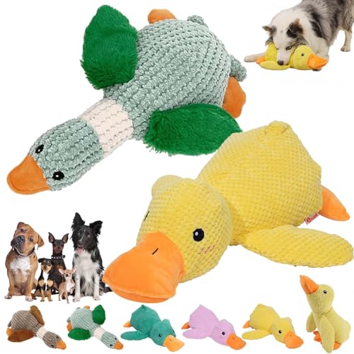 DINNIWIKL Zentric Quack-Quack Duck Dog Toy, Zentric Dog Toy, Indestructible Quack-Quack Duck Dog Toy, Classic Plush Cute Duck Squeaky Dog Toys, Yellow Duck Dog Toy with Soft Squeaker (2PCS-G) von DINNIWIKL