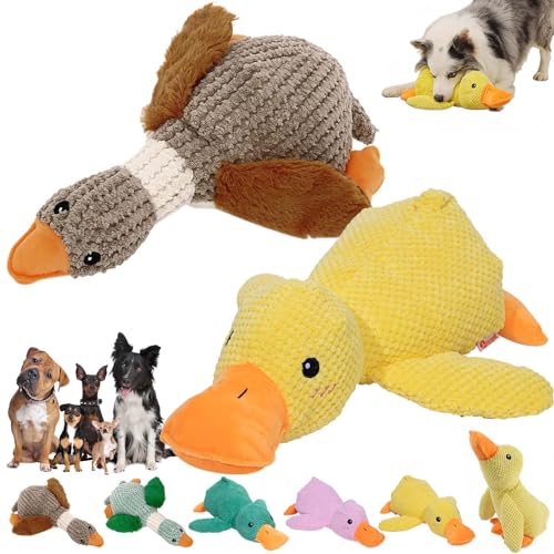 DINNIWIKL Zentric Quack-Quack Duck Dog Toy, Zentric Dog Toy, Indestructible Quack-Quack Duck Dog Toy, Classic Plush Cute Duck Squeaky Dog Toys, Yellow Duck Dog Toy with Soft Squeaker (2PCS-H) von DINNIWIKL