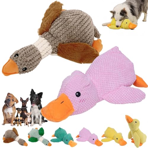 DINNIWIKL Zentric Quack-Quack Duck Dog Toy, Zentric Dog Toy, Indestructible Quack-Quack Duck Dog Toy, Classic Plush Cute Duck Squeaky Dog Toys, Yellow Duck Dog Toy with Soft Squeaker (2PCS-I) von DINNIWIKL