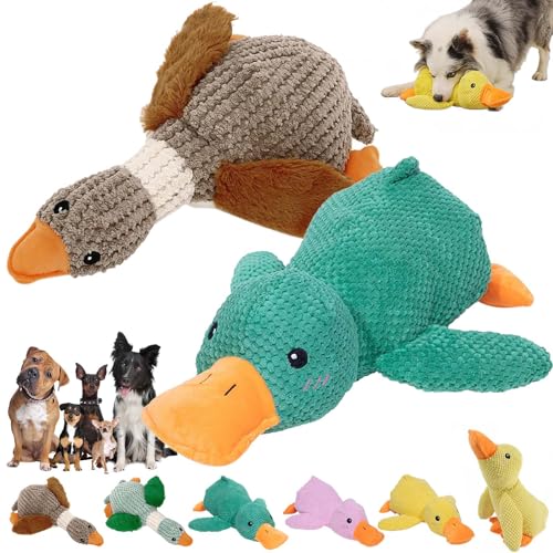 DINNIWIKL Zentric Quack-Quack Duck Dog Toy, Zentric Dog Toy, Indestructible Quack-Quack Duck Dog Toy, Classic Plush Cute Duck Squeaky Dog Toys, Yellow Duck Dog Toy with Soft Squeaker (2PCS-J) von DINNIWIKL