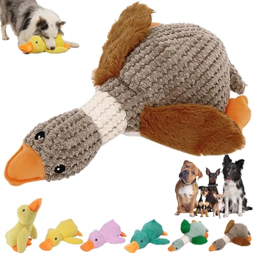 DINNIWIKL Zentric Quack-Quack Duck Dog Toy, Zentric Dog Toy, Indestructible Quack-Quack Duck Dog Toy, Classic Plush Cute Duck Squeaky Dog Toys, Yellow Duck Dog Toy with Soft Squeaker (Brown) von DINNIWIKL