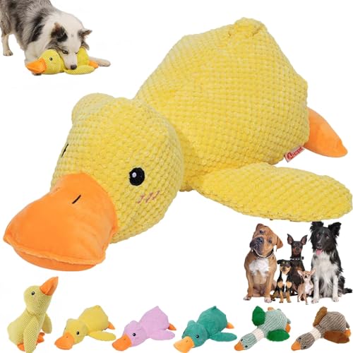 DINNIWIKL Zentric Quack-Quack Duck Dog Toy, Zentric Dog Toy, Indestructible Quack-Quack Duck Dog Toy, Classic Plush Cute Duck Squeaky Dog Toys, Yellow Duck Dog Toy with Soft Squeaker (Yellow) von DINNIWIKL