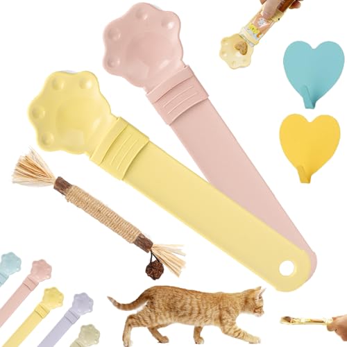 Happy Spoon for Cats, Happy Spoon Cat Treat Feeder, Cat Strip Happy Spoon, Multi Functional Cat Wet Treat Squeeze Treat Spoon, Claw Shape Cat Happy Spoon for Wet Food, Anti-overflow (2PCS-H) von DINNIWIKL