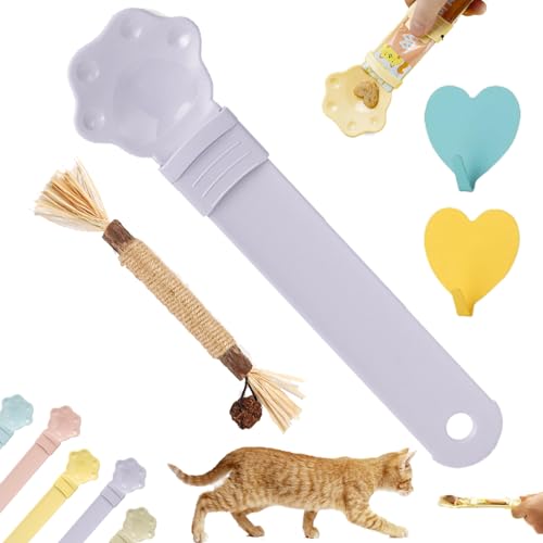 Happy Spoon for Cats, Happy Spoon Cat Treat Feeder, Cat Strip Happy Spoon, Multi Functional Cat Wet Treat Squeeze Treat Spoon, Claw Shape Cat Happy Spoon for Wet Food, Anti-overflow (Purple) von DINNIWIKL