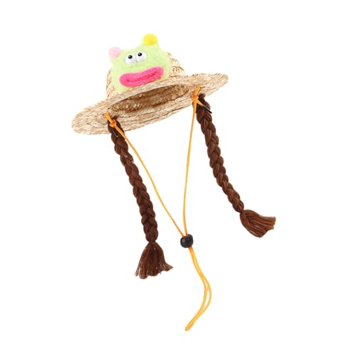 DINSOAVR Welpen Strohhut Hunde Sunbonnet Mit Zöpfen Kopfbedeckung Teufelshut Sonnenhut Mit Riemen Gürtel Foto Requisiten DINSOAVR Welpen Strohhut Hunde Sunbonnet Mit Zöpfen Kopfbedeckung Teufelshut Sonnenhut Mit Riemen Gürtel Foto Requisiten von DINSOAVR