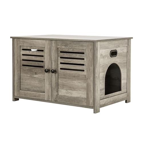 DINZI LVJ Katzentoilette, Katzentoilette mit Lamellentüren, Eingang kann auf der linken oder rechten Seite sein, 80 cm lang, versteckter Waschraum für die meisten Katzentoiletten, Katzenmöbel, DINZI LVJ Katzentoilette, Katzentoilette mit Lamellentüren, Eingang kann auf der linken oder rechten Seite sein, 80 cm lang, versteckter Waschraum für die meisten Katzentoiletten, Katzenmöbel, von DINZI LVJ