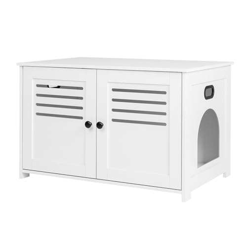 DINZI LVJ Katzentoilette, Katzentoilette mit Lamellentüren, Eingang kann auf der linken oder rechten Seite sein, 80 cm lang, versteckter Waschraum für die meisten Katzentoiletten, Katzenmöbel, DINZI LVJ Katzentoilette, Katzentoilette mit Lamellentüren, Eingang kann auf der linken oder rechten Seite sein, 80 cm lang, versteckter Waschraum für die meisten Katzentoiletten, Katzenmöbel, von DINZI LVJ