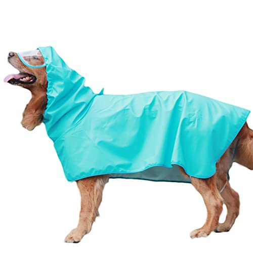 Hunderegenmantel, M-9XL Wasserdichter Regenjacken Für Hunde Mit Kapuze Und Leinenloch, Regenfester Atmungsaktiver Haustierjacke Für Kleine Mittelgroße Und Große Hunde- Blue|| 5XL von DIOB