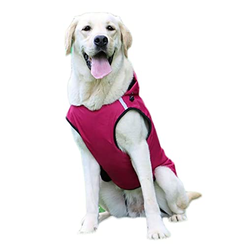 Hunderegenmantel, Regenjacken Für Hunde Mit Kapuze, Regenbeständiger Atmungsaktiver Haustierjacke Mit Sicheren Reflektierenden Streifen Für Kleine, Mittelgroße Und Große Hunde- Pink|| XL von DIOB