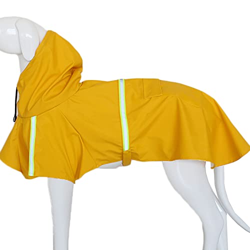 Hunderegenmantel, Regenjacken Für Hunde Mit Kapuze, Verstellbare Haustierjacke Mit Sicheren Reflektierenden Streifen Und Tasche Für Kleine, Mittelgroße Und Große Hunde- Yellow|| 5XL von DIOB